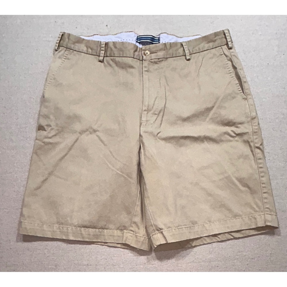 Peter Millar‎ Mens 36 Khaki Tan Chino Shorts Flat Front Cotton Golf Casual